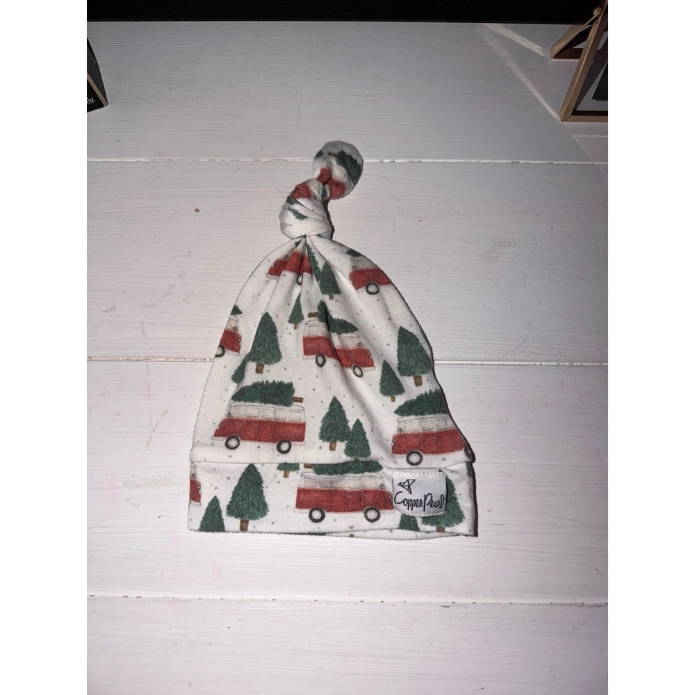 Holiday truck copper pearl beanie knot hat